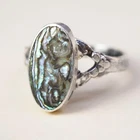 Size 2, Vintage southwestern sterling 925 silver handmade ring w/ oval abalone