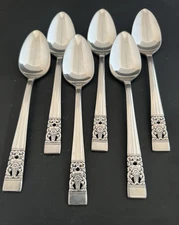 Oneida Community Coronation Teaspoons 6 1/8" Silver Plate Flatware Set 6