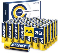 36 Count Allmax AA Alkaline Batteries Maximum Power 0.61 per gallon