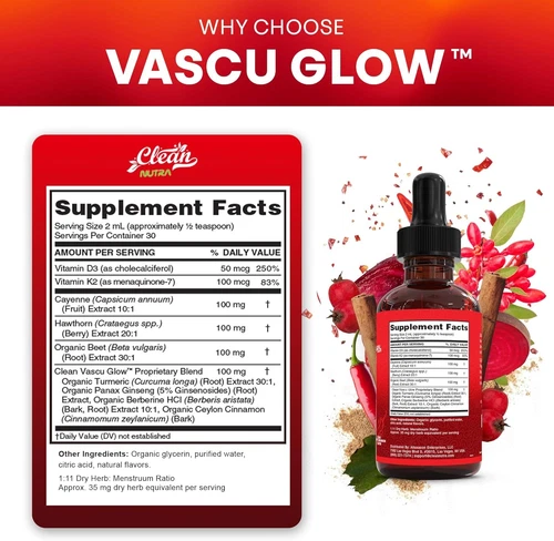 Clean Nutra Cayennepfeffer Tropfen Nahrungsergänzung flüssig Weißdornbeere Vitamin D3 K2 - Bild 5 von 10
