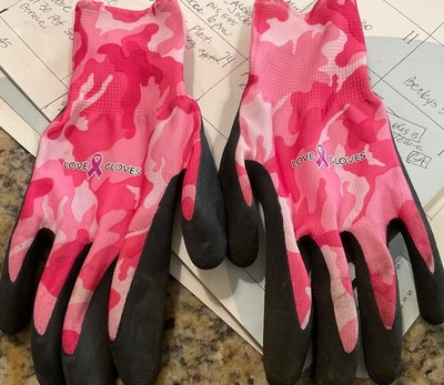 cancer awareness gardening gloves.  Buy one, one is donated to a cancer fighter