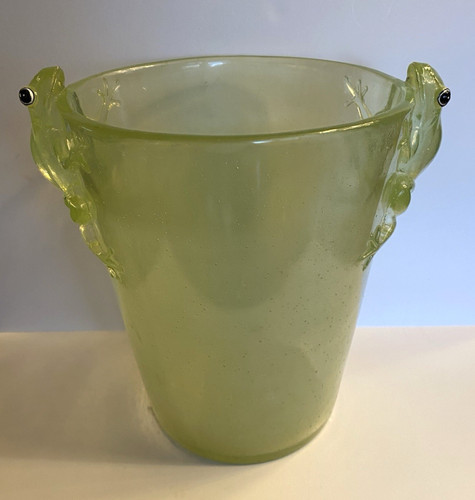 VTG Mid Century Green Bubble Acrylic Lucite Tree Frog Wine Cooler / Trash Pail
