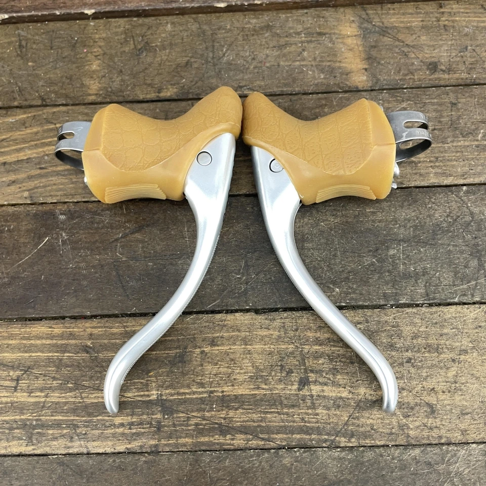 Vintage Modolo TANDEM Brake Levers Non-Aero Tan Anatomic Hood NOS Dual Cable - Image 4 of 4
