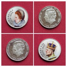2024 Ten Pence 10p PAIR Uncirculated colourised Elizabeth I and Henry VIII coins