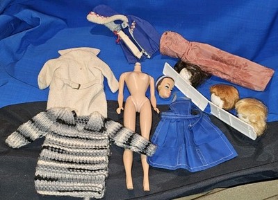 1960s Fashion Queen Barbie Doll With Wigs Clothes VINTAGE 60s For Parts Repair