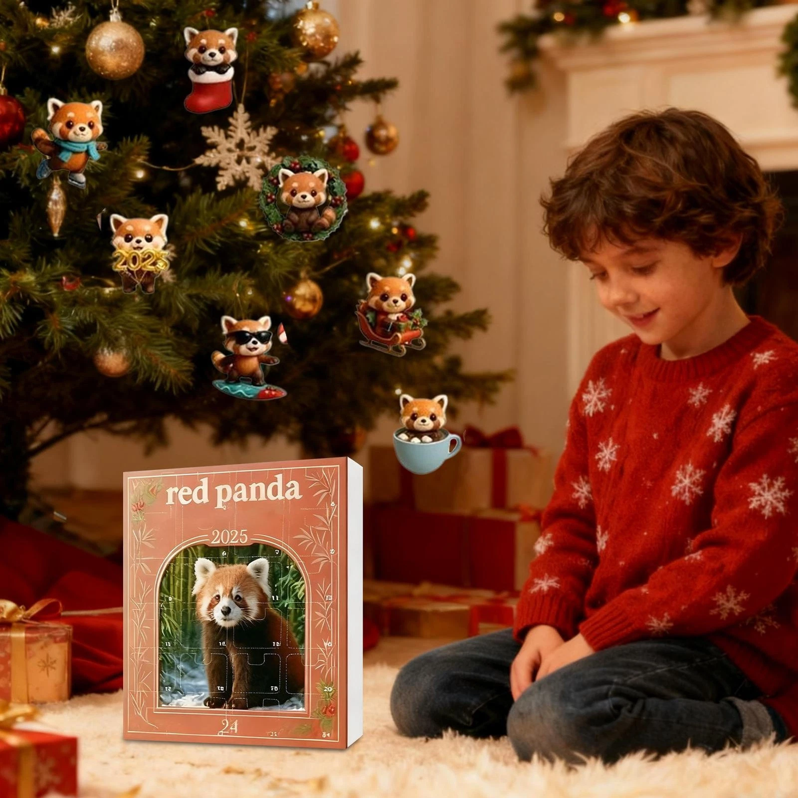 2025 Little Raccoon Advent Countdown Calendar 2D Acrylic Christmas Decor