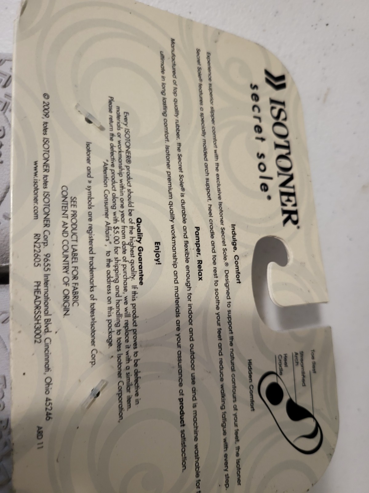 SAOLA Pantofole Isotoner Secret Sole Grigio Donna Taglia 9 5 10 Nuove con etichette Scarpe Donna