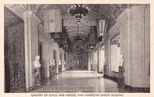 Postcard Washington DC Pan American Union Building Gallery of Flags Heroes c1945