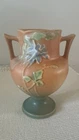 Vintage  Roseville Pottery vase in the Columbine pattern.