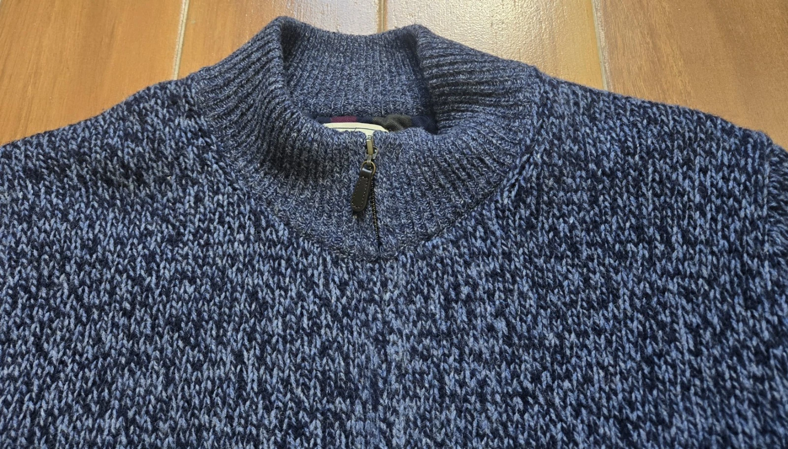 L.L. Bean Classic Lambswool Sweater Full-Zip Flannel-Lined Men's XL Carbon Navy image 2