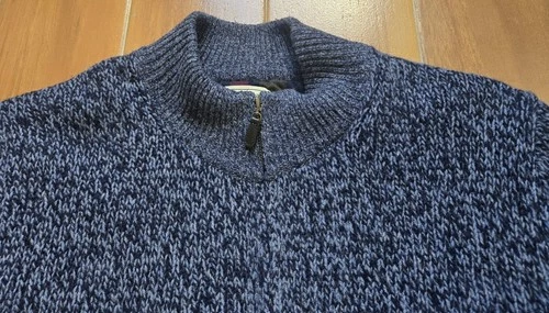 L.L. Bean Classic Lambswool Sweater Full-Zip Flannel-Lined Men's XL Carbon Navy image 2