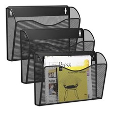 3 Pack Wall File Organizer, Mesh Hanging Metal Vertical Wall Mounted File