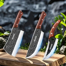 4PCS Handmade HAND FORGED DAMASCUS STEEL CHEF KNIFE Set Kitchen Knives Butcher
