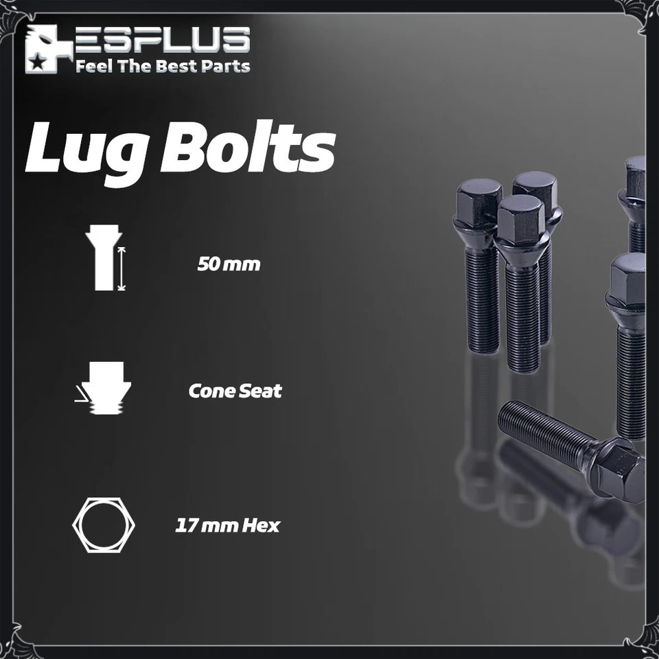 20 Rolls-Royce Bolt 14x1.25 Black 50mm Fit Ghost/Wraith/Spectre 20-24mm Spacers - Image 3 of 4