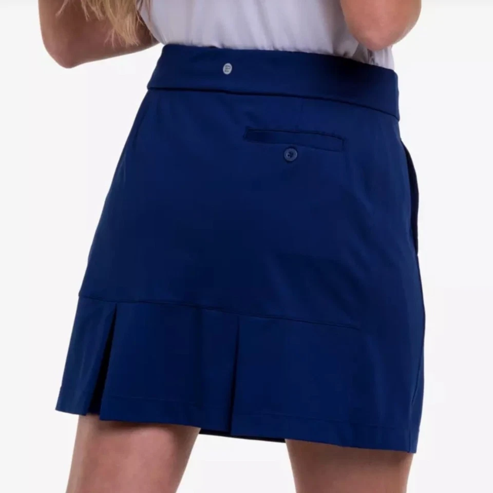 Saia curta plissada EP Pro NY feminina tamanho 14 azul golfe traseira tênis pickleball 17,5” - Imagem 2 de 4