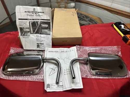 Stainless Steel Manual Side View Mirrors LH & RH  Set for 88 Chevy Truck #292