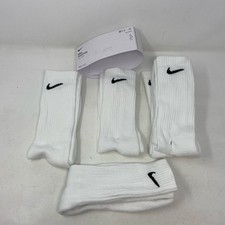 Nike Everyday Cushioned Crew Socks White/Black 6 Pairs Size Large SX7666-100