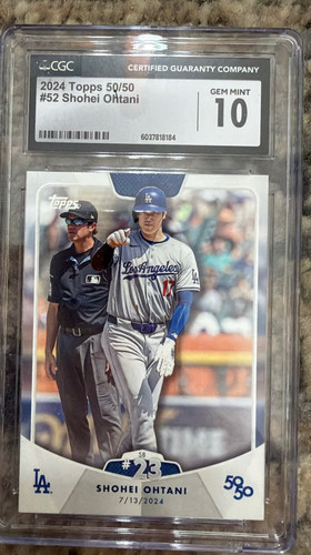 2024 TOPPS SB#23/52 50/50 MLB SHOHEI OHTANI GRADED GEM MINT 10 DODGERS
