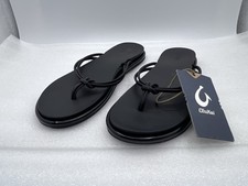 OluKai 'Aka Women  s Sandals Slippers Flip-Flops BLACK Size 10