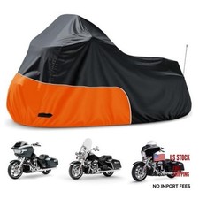 Motorcycle Cover Heavy Duty for Cruiser Touring Models 107"-Side Box Orange