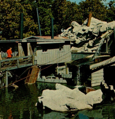 Vintage Postcard Flooded Mine At Silver Dollar City Missouri Ozarks Ore Barges