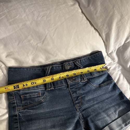 SO Girls Blue Denim Jean Shorts Size 12 stretch adjustable cuffed clean and cute - Picture 5 of 11