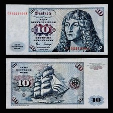 1980 Germany Paper Money 10 Deutsche Mark West Federal Republic Banknote Cash VF