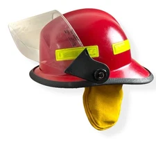 MSA Cairns Invader 664 Composite Fire Helmet Red NFPA 1971, 2000 Visor Ear Flap