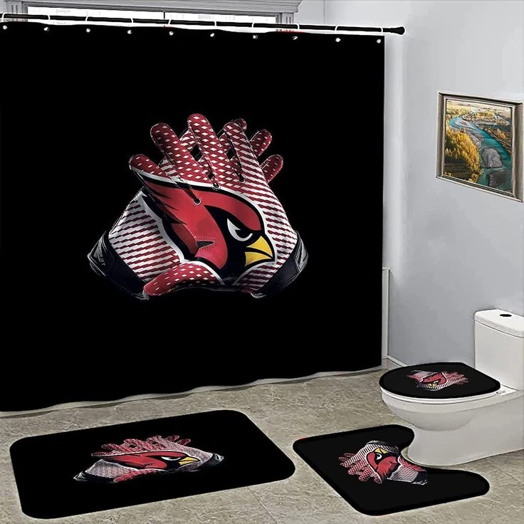 Az Cardinals Gloves Waterproof Shower Curtain Bat Mat Set