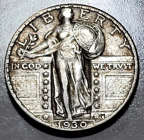 1930 Standing Liberty Quarter EF XF Original Toning Problem Free 25c SLQ