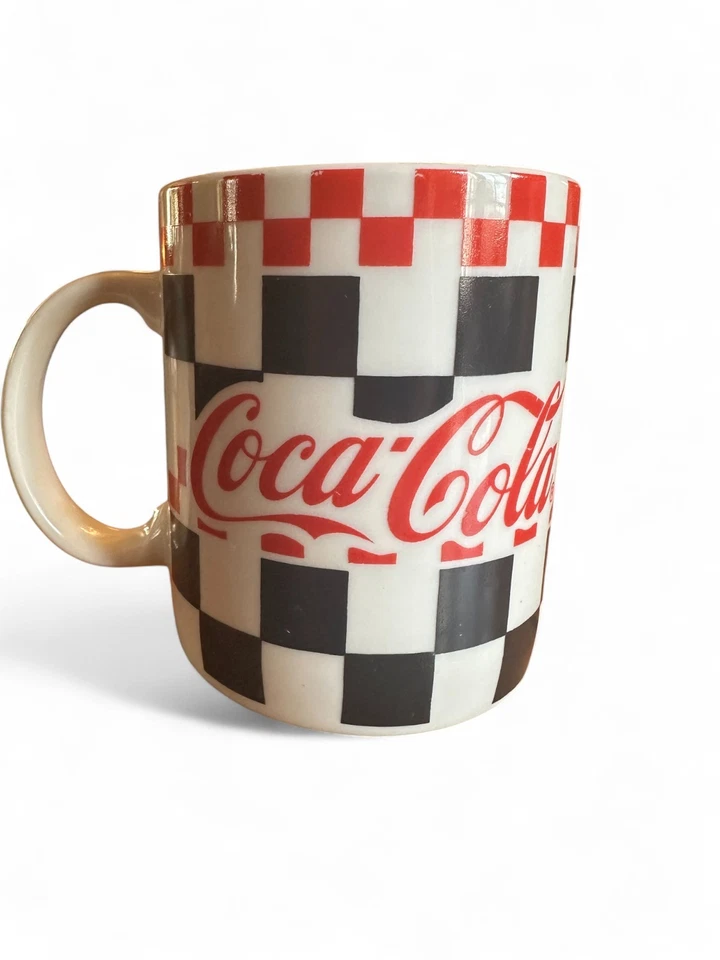 1996 Coca Cola Coke Checkered Coffee Mug By Gibson Cups Vintage - Image 2 of 4