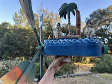 Hawaiian Hula Dancers Whirligig Vintage Americana Wood Metal Folk Art Needs Fix