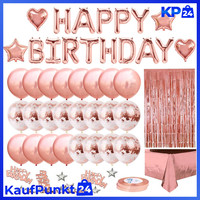 Geburtstagsdeko Rosegold Girlande Konfetti Luftballons Tischdeko