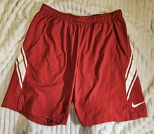 Nike Athletic Dri-Fit Red Shorts Boys Sz Large. Basketball Swoosh Logo Polyester