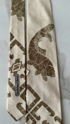 Vintage Asian Koi Fish Gian Marco Venturi 100% Silk Tie Made in Italy Necktie