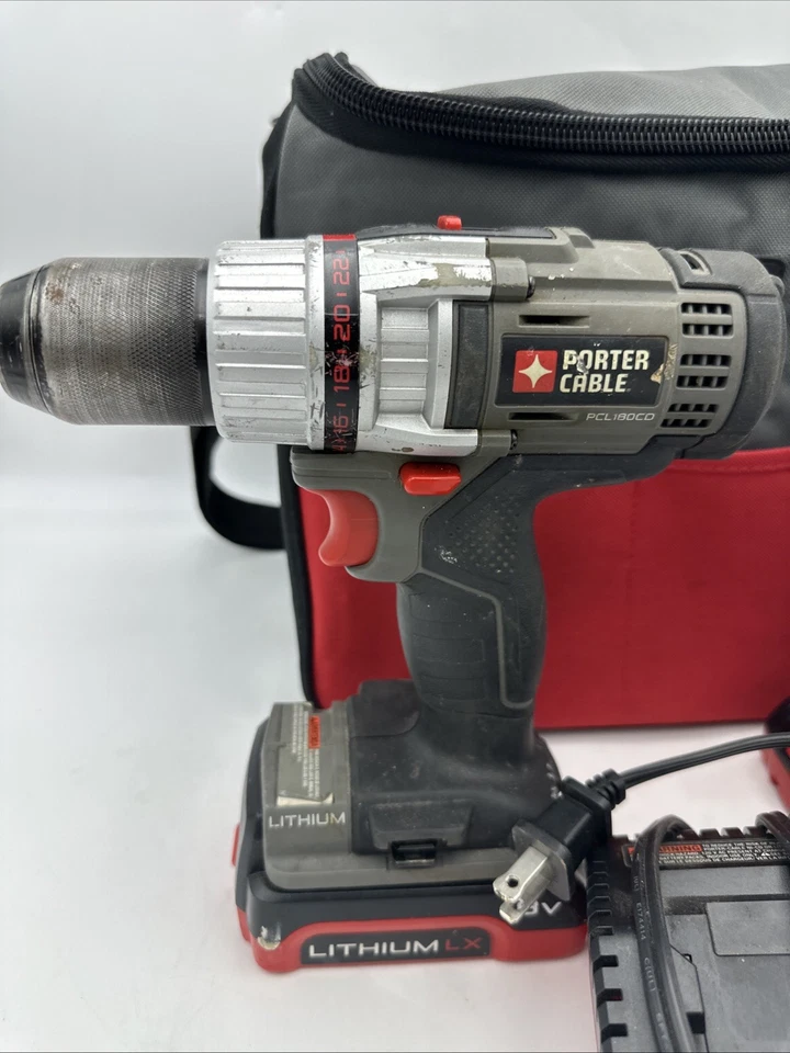 Porter Cable  PCL180ID 18v Impact PCL180CD Driver Drill W Batteries, Charger Bag - Image 2 of 4