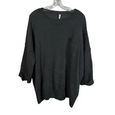 Wishlist Dark Gray Lightweight Slouchy Oversized Pocket Half Sleeve Sweater M/L