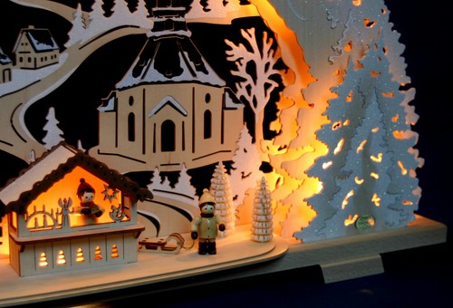 3D-Schwibbogen 72cm Seiffener Weihnachtsmarkt verschneit Fachhandel Erzgebirge - Bild 6 von 7