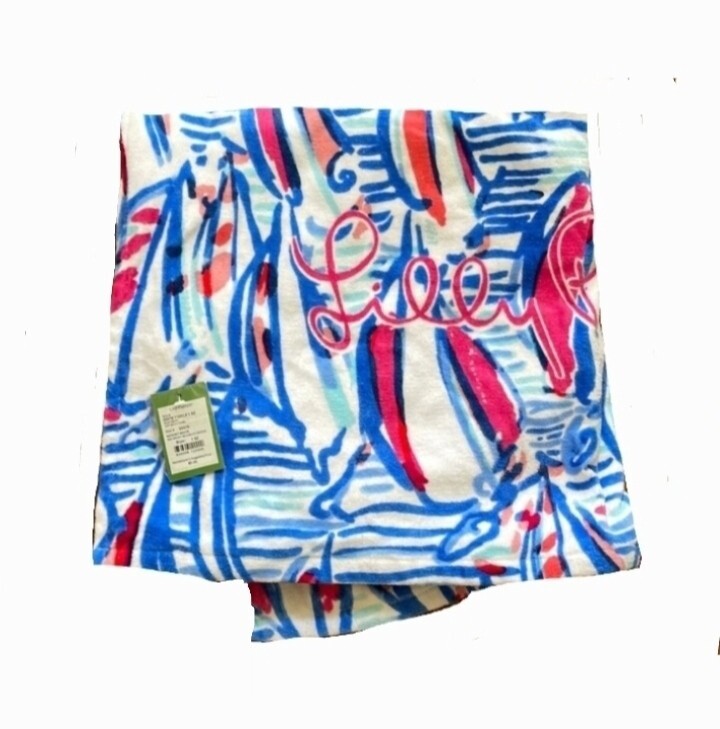 NWT Lilly Pulitzer Red Right Return Beach Tote And (2) Two Towels New RARE! HTF image 5