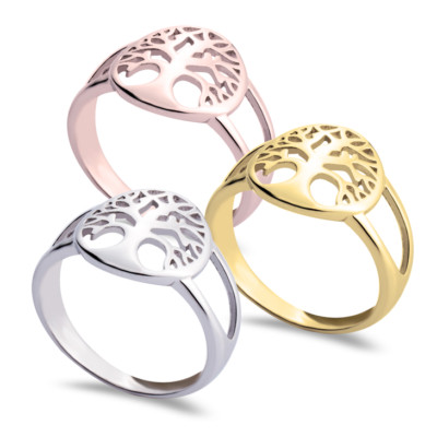 Personalized Tree of Life Ring, Solid 925 Sterling Silver Tree Of Life Ring Gift
