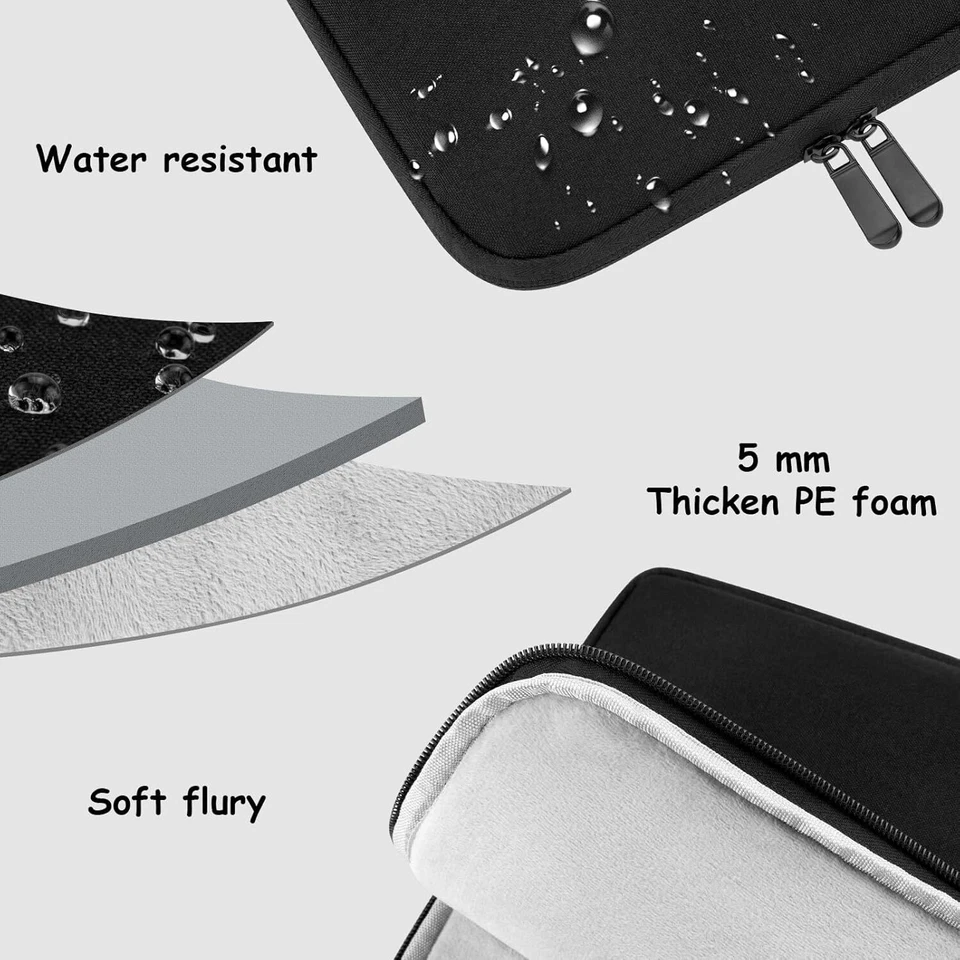 Laptoptasche 17 - 17,3 Zoll Schutz Laptophülle mit Griff 2 Fach Notebooktasche L - Bild 3 von 4