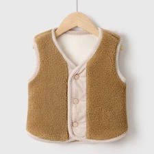 Babies Kid Toddler Sherpa Fleece Waistcoat Sleeveless Vest Outdoor Jacket Warm