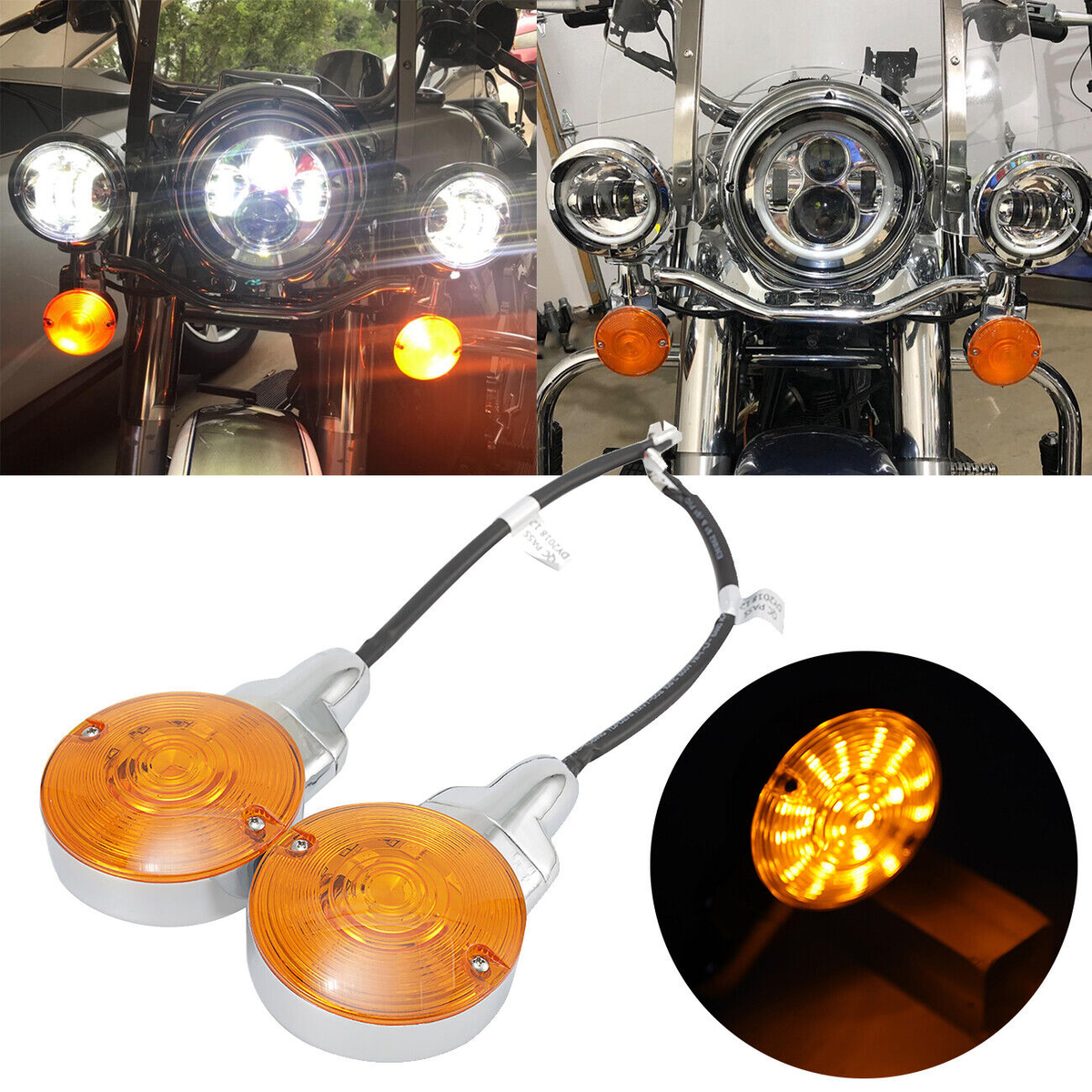 For Harley Heritage Softail Classic FLSTC Motorcycle Front LED