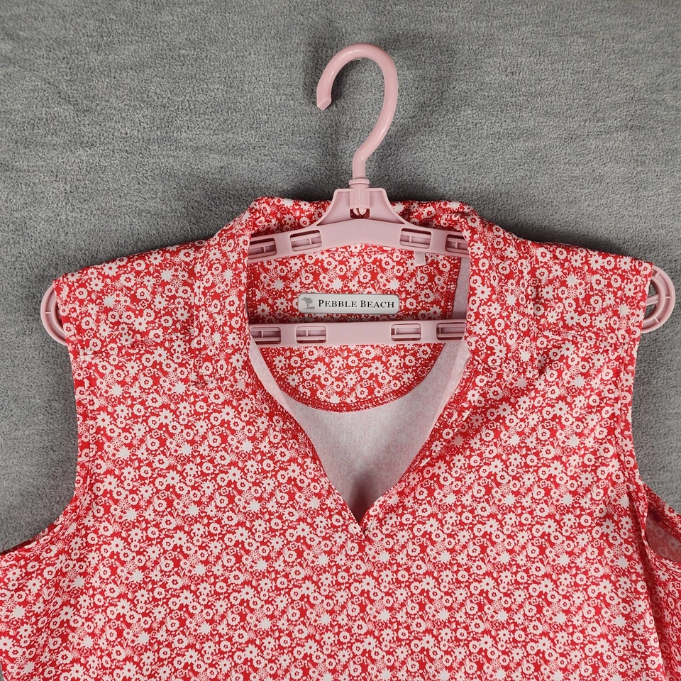 Top de mujer Pebble Beach M rojo blanco flores pequeñas sin mangas seco lujo rendimiento Foto 3 de 4
