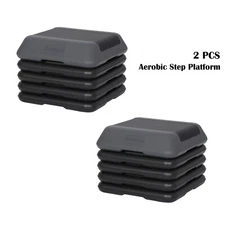 2PCS 16'' Aerobic Step Platform Exercise Stpper with 4 Risers Home Gym Fitness
