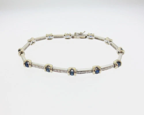 Fine Jewelry 3.50cttw Natural Blue Sapphires Diamonds Solid 18k Gold 7" Bracelet - Image 2 of 4