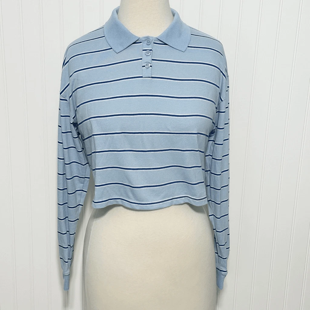 Forever 21 striped cheap long sleeve crop top