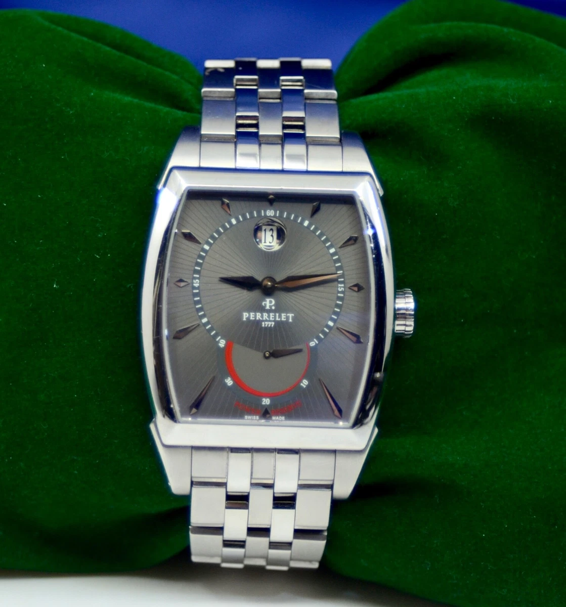 Men s Perrelet Power Reserve Stainless Steel watch A1017 A0942 w date