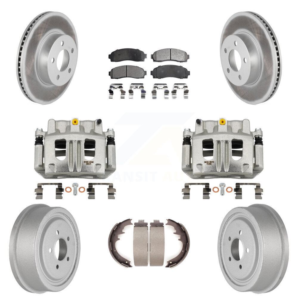 High-Performance Front Rear Brake Caliper Rotors Drum Pad Kit for Ford 8Pc