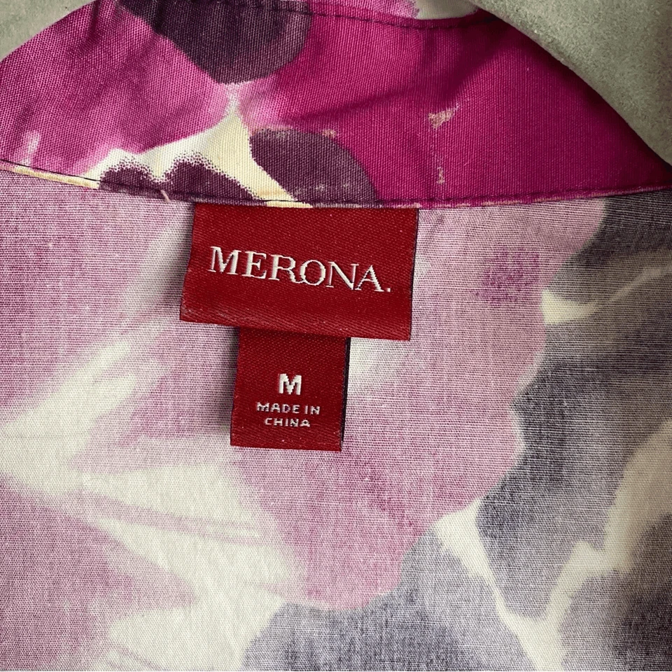 Merona Fit and Flare Abstract Moody Dark Floral Knee Length Wrap Dress Medium - Image 4 of 4